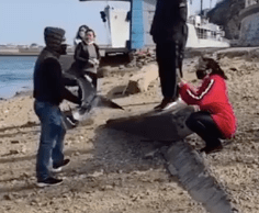  The man was spotted on a beach in China by other tourists