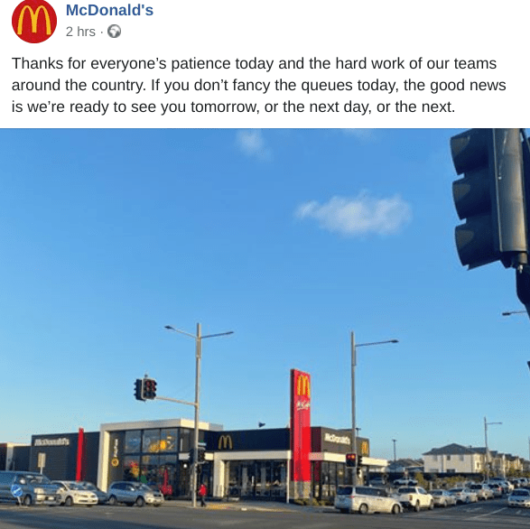 McDonald’s NZ thanked its loyal customers today