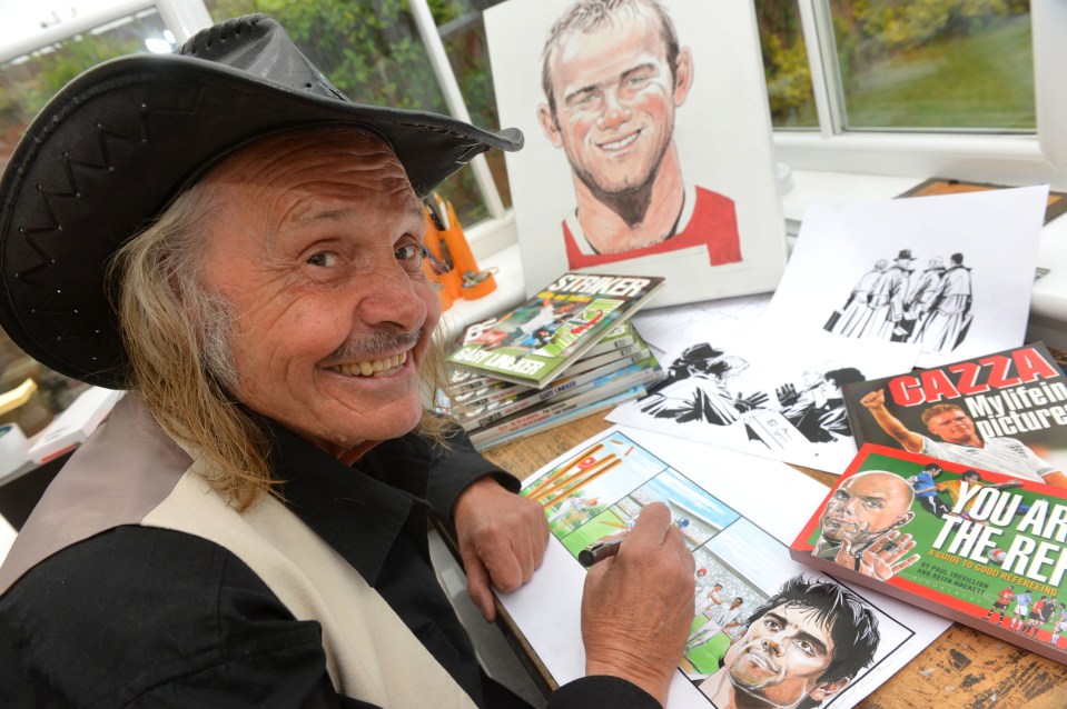  Legendary cartoonist Paul Trevillion in his studio