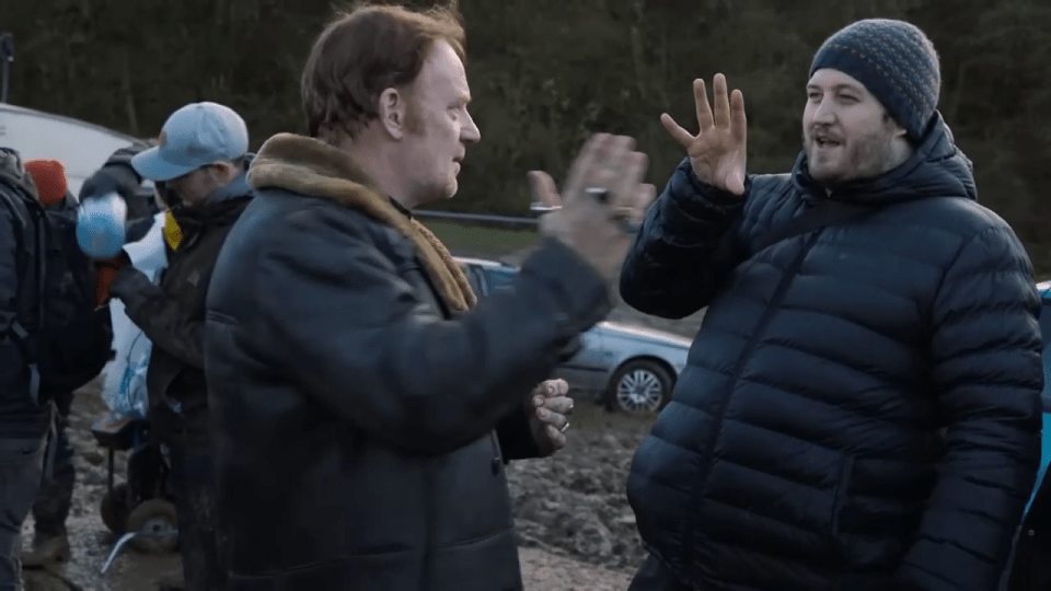  Gareth gives actor Mark Lewis Jones instructions on set