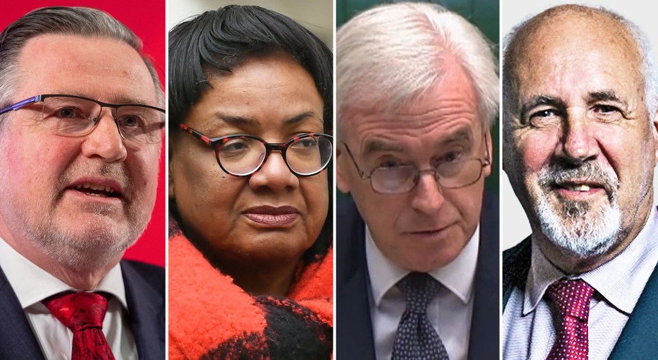  OUT: (L-R) Barry Gardiner (Shadow International Trade Secretary), Dianne Abbott (Shadow Home Secretary), John McDonnell (Shadow Chancellor) and Jon Trickett (Shadow Cabinet Office Minister) have all lost their Shadow Cabinet roles