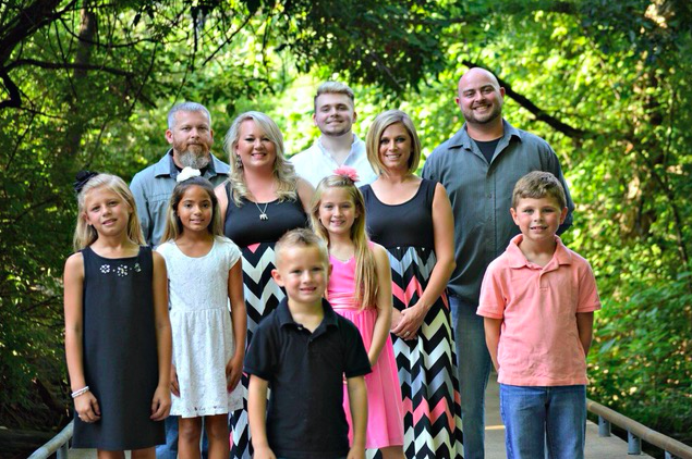  Ben, Katie, Hunter, Brandy and Stephen (back row) with their shared kids