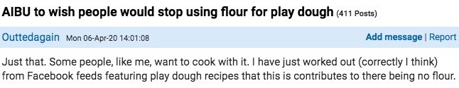 One woman is fuming after not being able to find any flour in the shops 