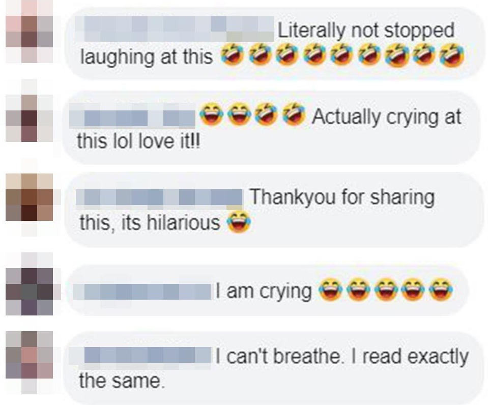 More than 4,000 people liked her post with some saying they were reduced to tears