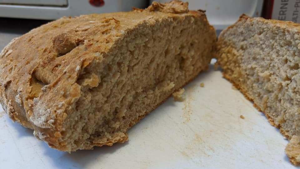 He didn't use precise measurements, but cooked the bread for two-and-a-half hours