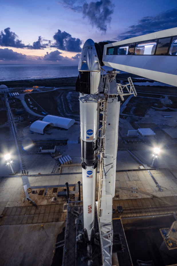 The SpaceX rocket on its launchpad ahead of Wednesday’s mission