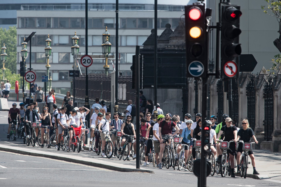  Cyclists packed the streets of Westminster yesterday