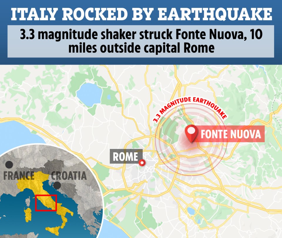  An earthquake struck near Rome this morning tossing people out of bed