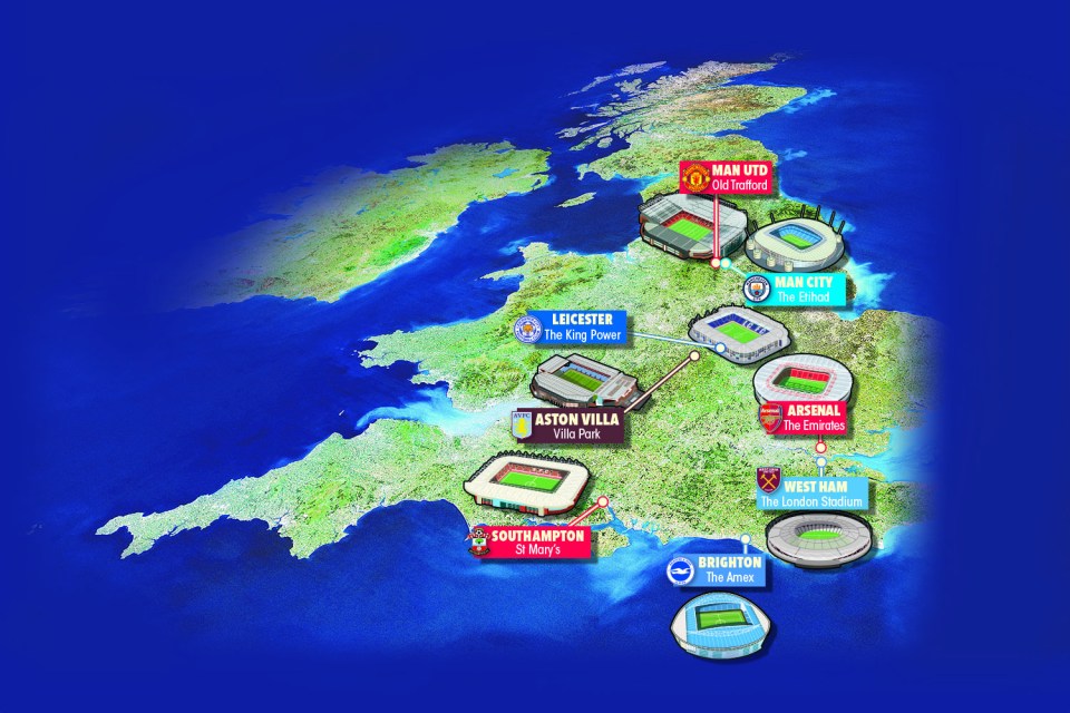  These are the eight Premier League grounds previously suggested to host neutral venue matches