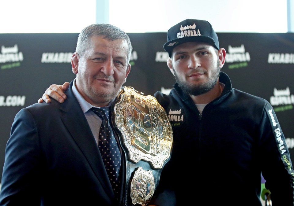  Khabib Nurmagomedov says his father Abdulmanap (left) remains in a ‘very serious condition’ after heart complications from coronavirus