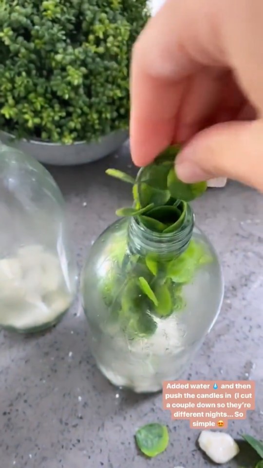  Stacey added stones and fake plants to the jars to give them a spa vibe 