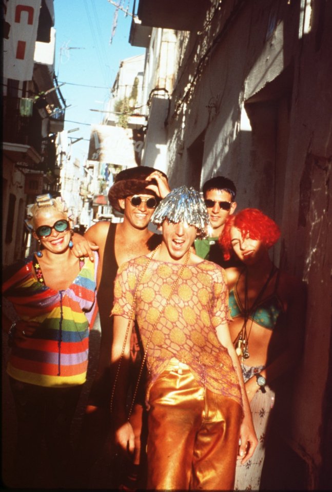  Pals in fancy dress pose up in a clip from Samantha's 1997 TV show Ibiza Uncovered