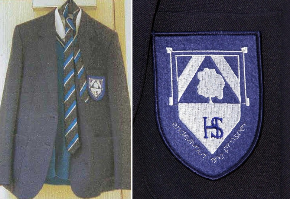 Surrey Police released a handout photo of murdered teenager Milly Dowler's missing possessions, her Heathside School uniform with a close up of the school badge