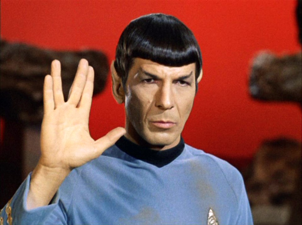  Star Trek's Mr. Spock gives the Vulcan salute