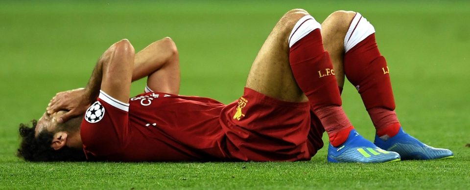 Mo Salah was left in agony after the strange-looking challenge from Sergio Ramos