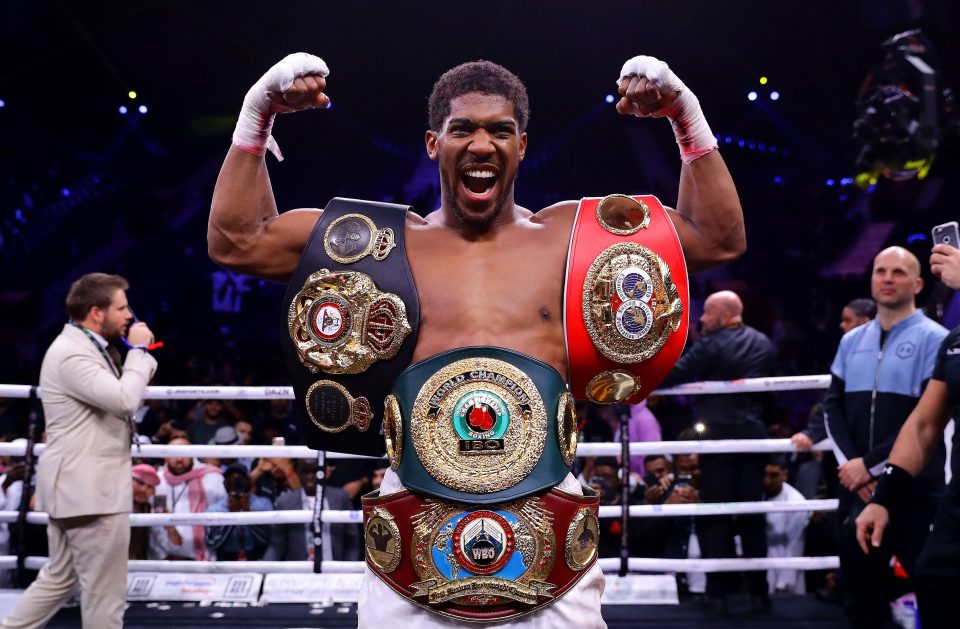  Anthony Joshua won back his title belts from Andy Ruiz in December 2019