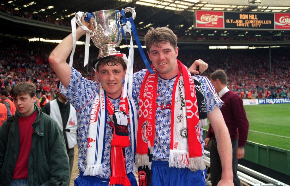  Steve Bruce and Gary Pallister make it into the heart of defence