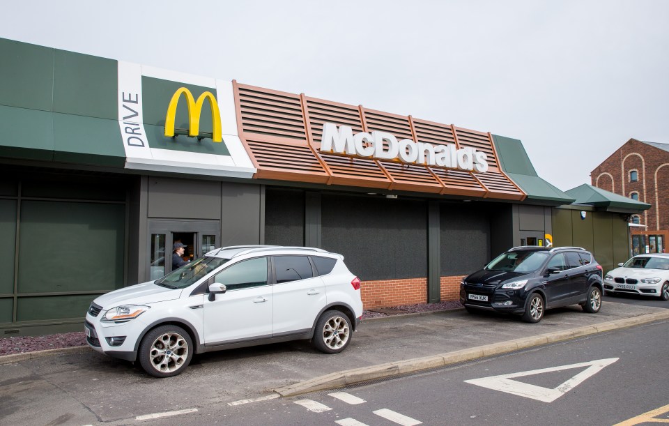 A McDonald’s drive-thru in Scotland before restaurants closed