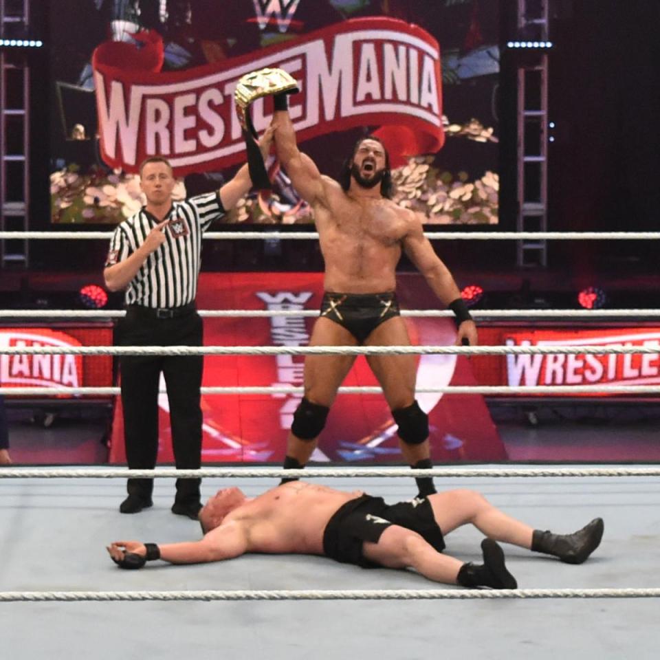  McIntyre claimed his first WWE championship at Wrestlemania 36 beating Brock Lesnar