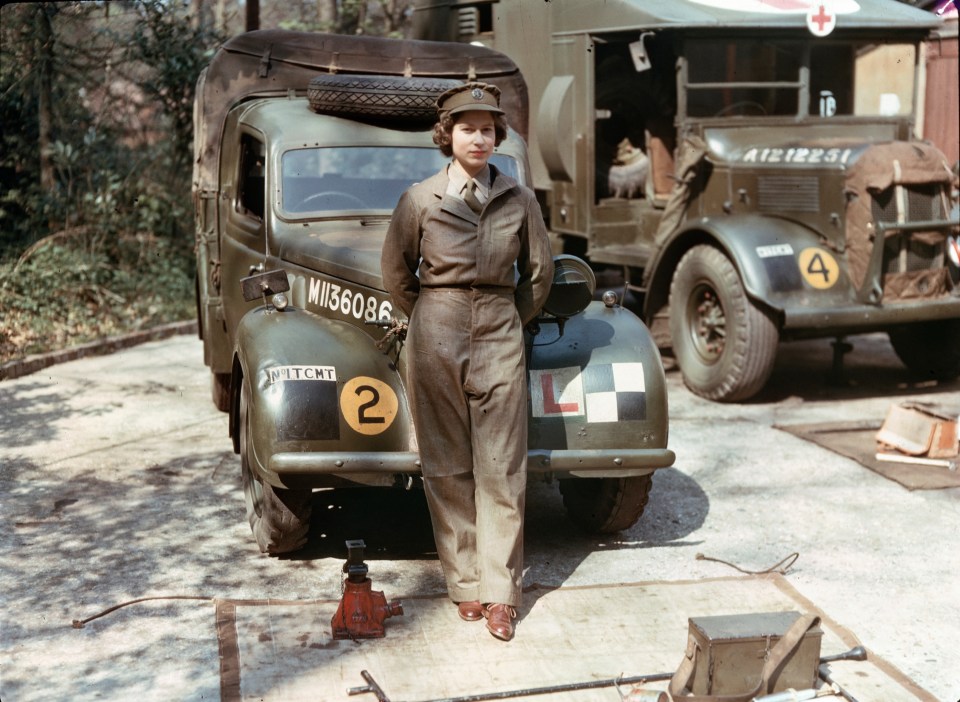  The Queen's original wartime service headwear was on show on her desk