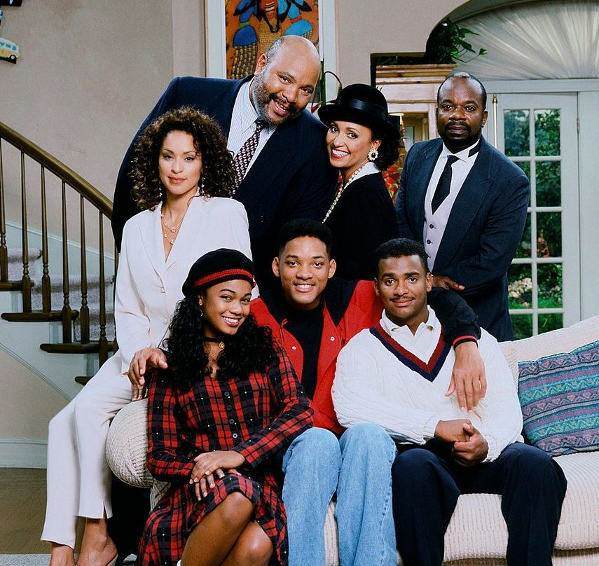 Will surrounded by his sitcom co-stars in the ’90s