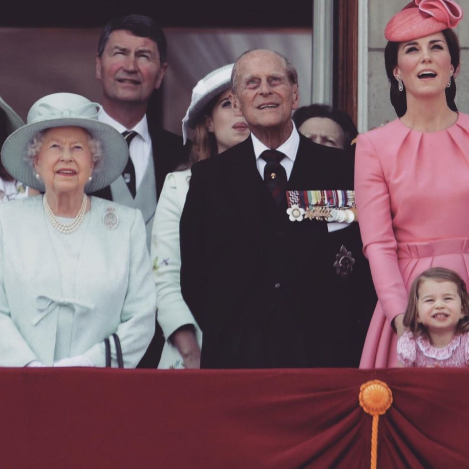 The Queen shared a number of throwback images (like this one from Trooping The Colour in 2017) to mark Princess Charlotte's fifth birthday