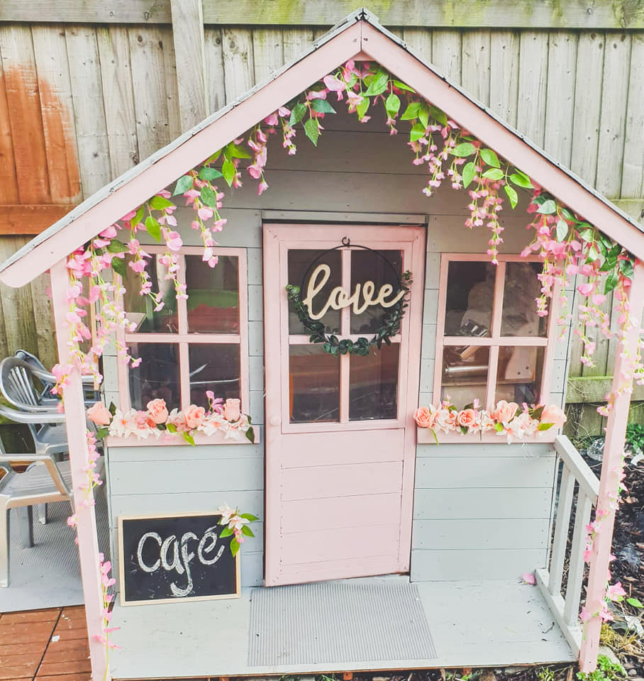  The cafe was complete with a new grey and pink colour palette and floral arrangements