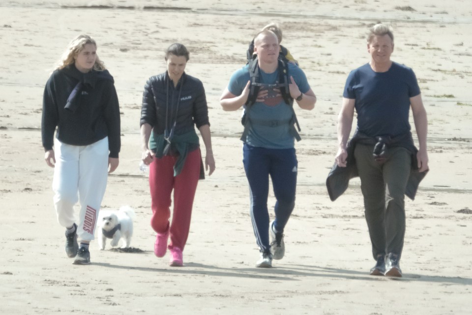  Gordon Ramsay was pictured on the beach enjoying a family stroll on Saturday