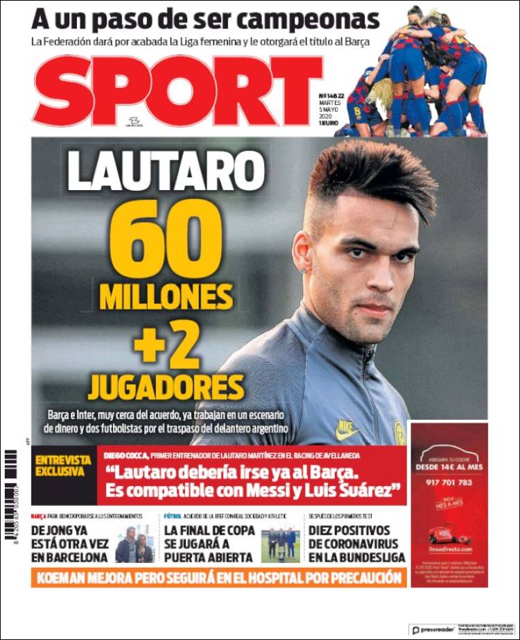  Diario Sport claim a deal of £56.9m plus two players in exchange has been agreed with Inter