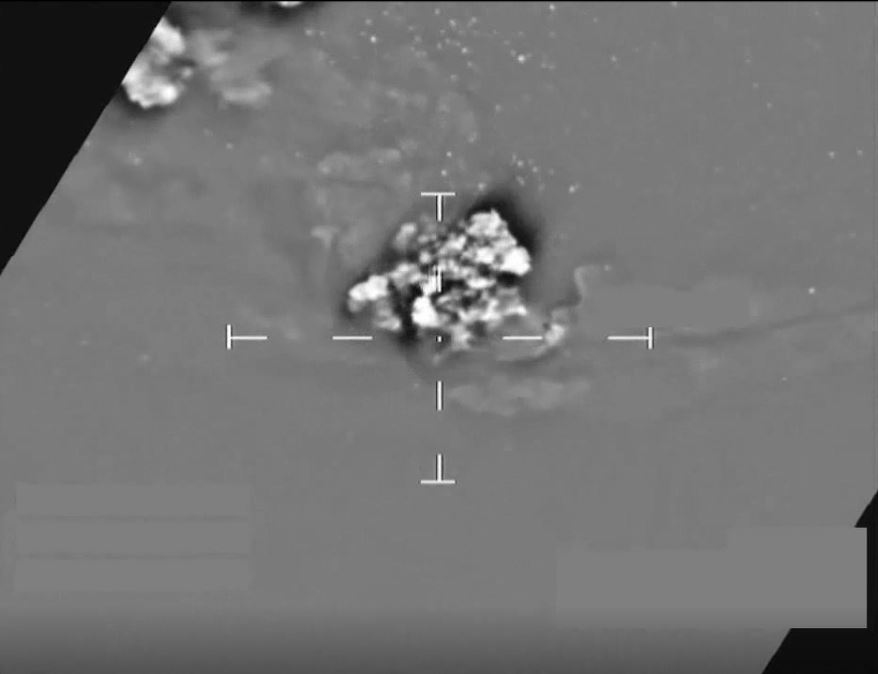  Footage taken from above shows the moment the caves are hit by RAF missiles