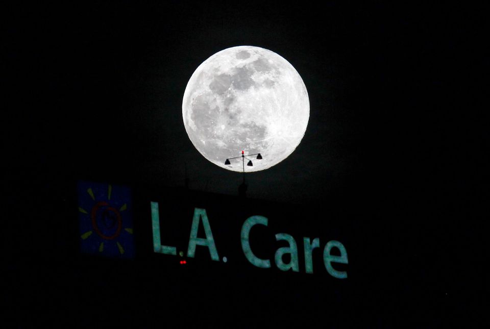  The Flower Moon rising over a sign in LA