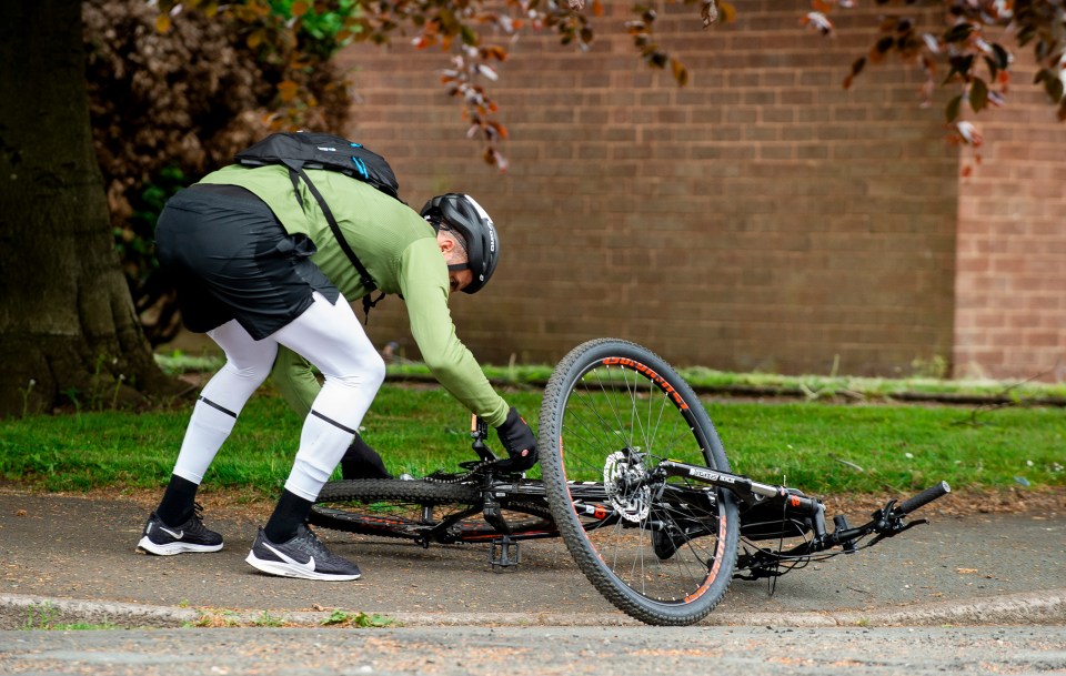  On Thursday he was spotted cycling near the £8,000-a-month flat he is renting in Hale