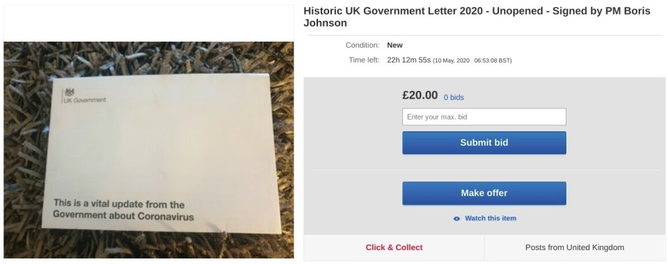  While one seller is expecting £1k, most letters have been selling for a far more modest sum