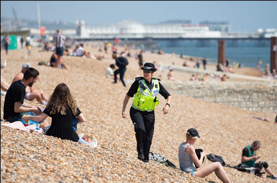  Police said they felt they were fighting a losing battle yesterday as thousands flocked to the beaches, like Brighton