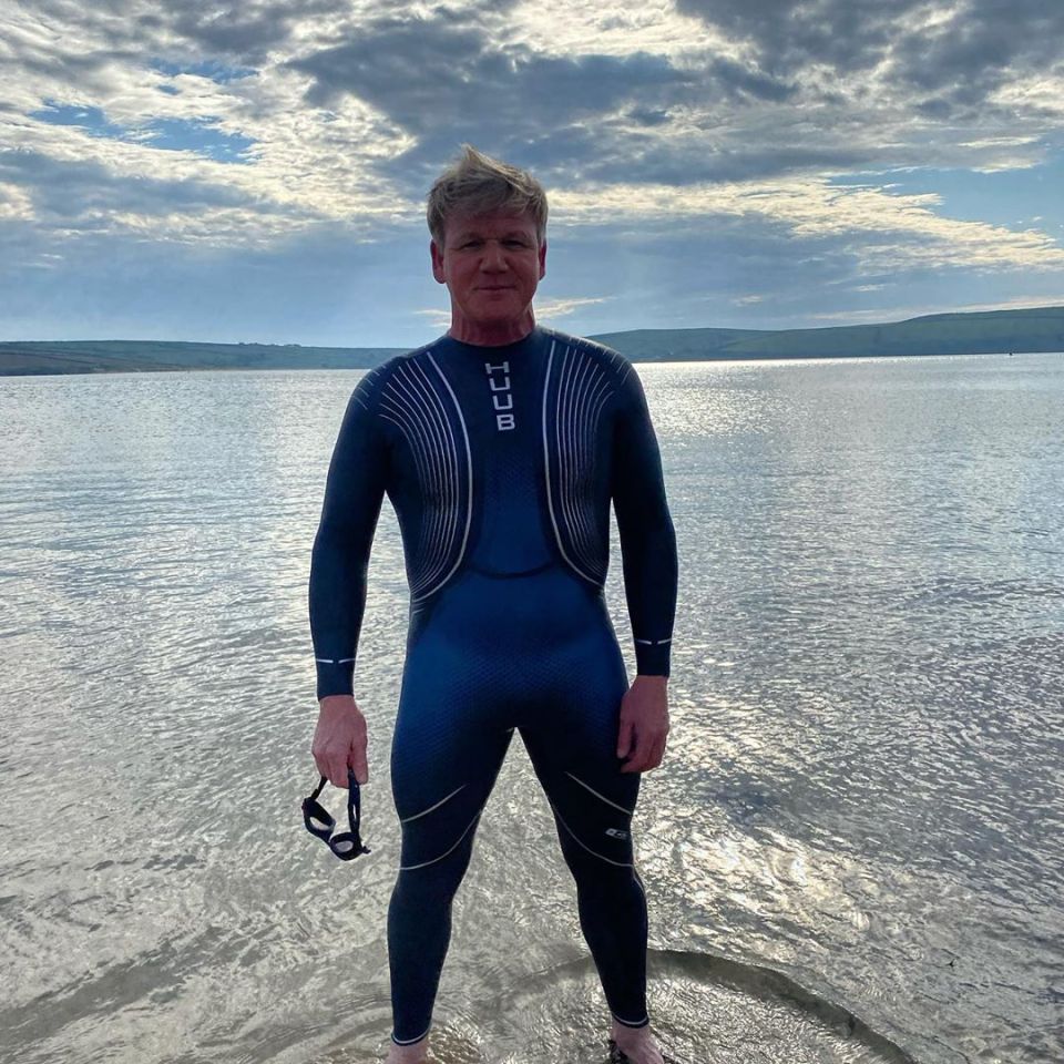  Gordon went for a dip in the sea in his wetsuit on Friday evening