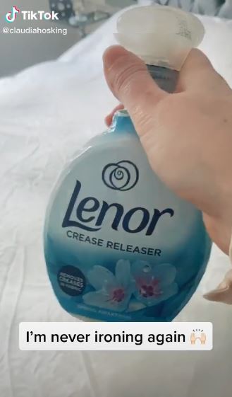 The cleaning fan sprayed the purse-friendly product on her dry bedsheets