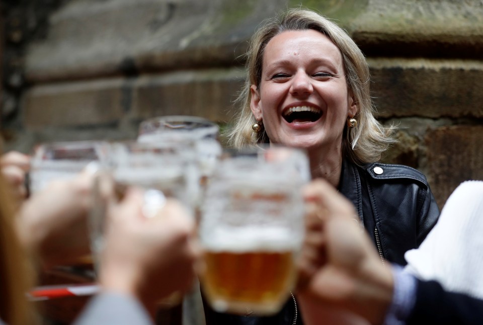 It was beers all round for this punters in Prague, Czech Republic