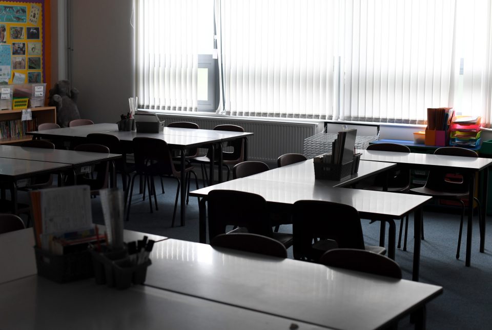  An empty classroom at Vaughan Primary School, Harrow, London