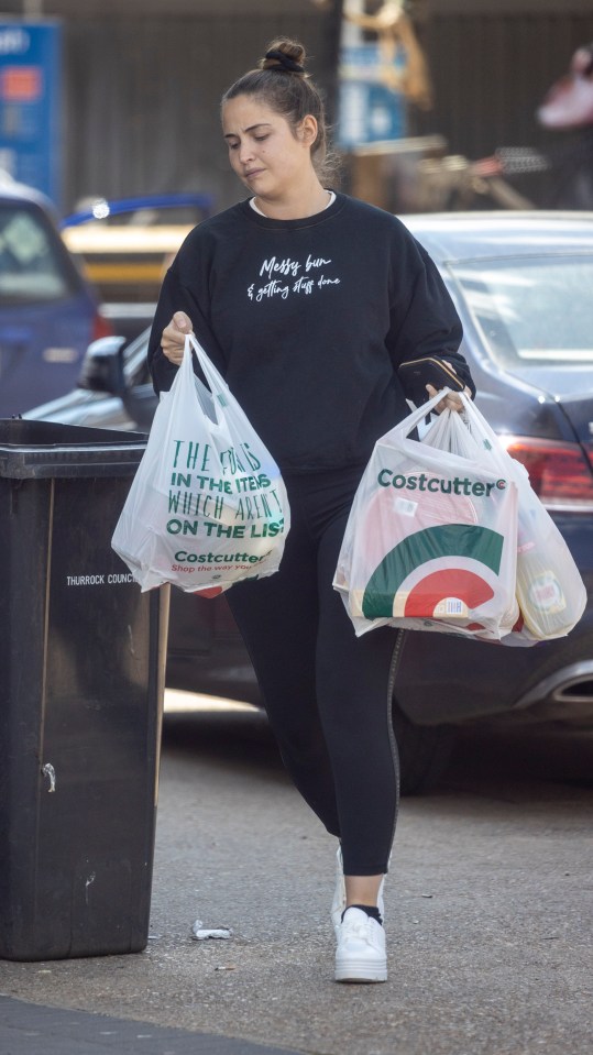 Jaqueline Jossa goes make-up free and wears ‘messy bun and getting stuff done’ jumper on trip to the shops