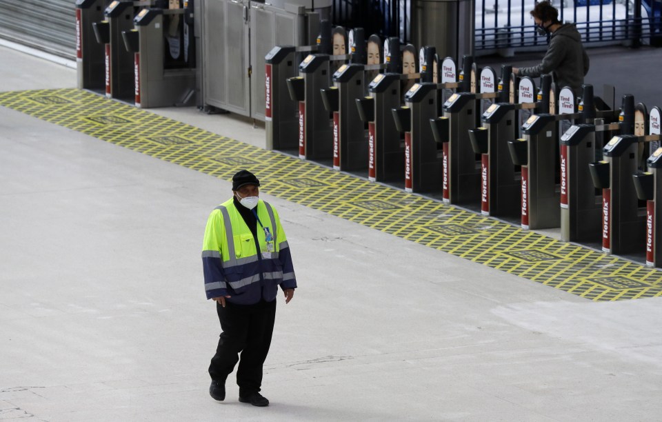  Waterloo Station looks empty as workers begin to return to their jobs on May 13