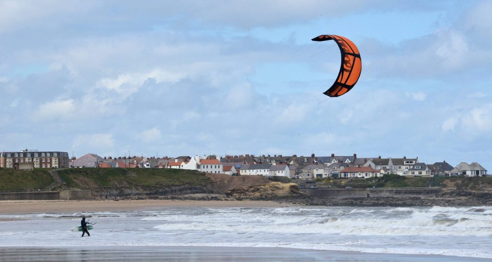  A kite surfer makes the most of the lockdown relaxation by enjoying unlimited exercise on Tynemouth beach