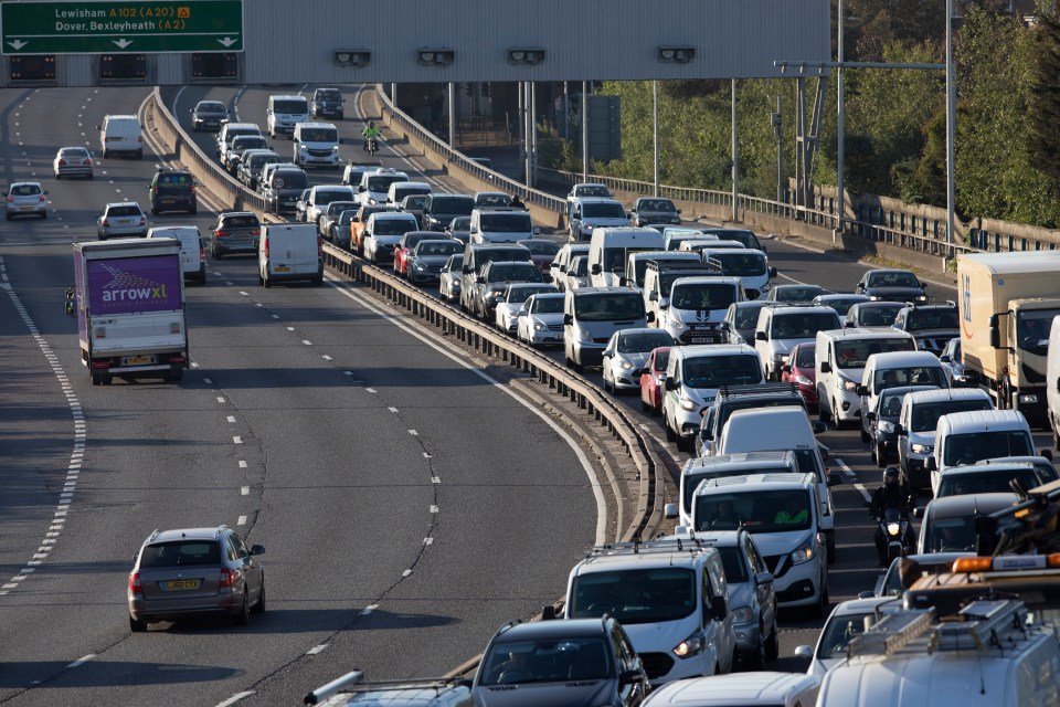  Traffic built up on the A102 in Greenwich south east London Friday morning as Brits headed out to enjoy the eased lockdown