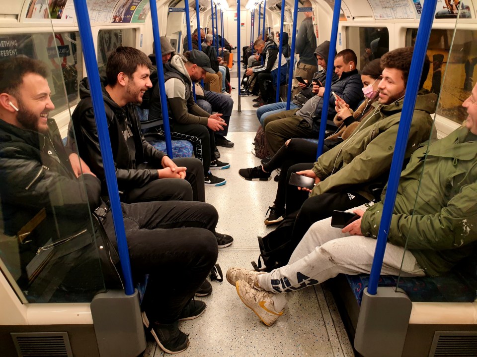  Busy carriages this morning means people were often unable to sit a seat apart from each other