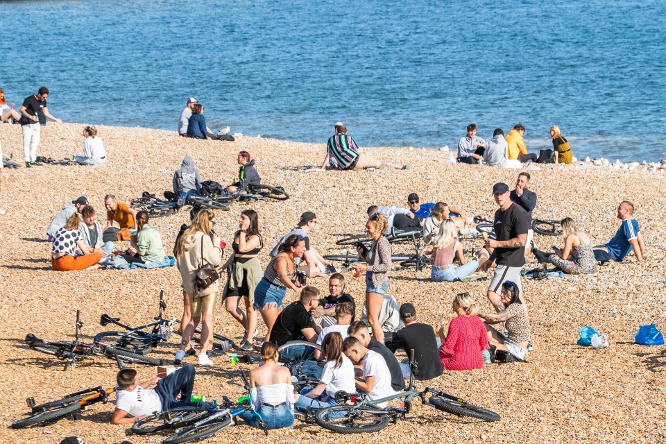  Excited Brits flocked to beaches in Brighton and Hove on Friday