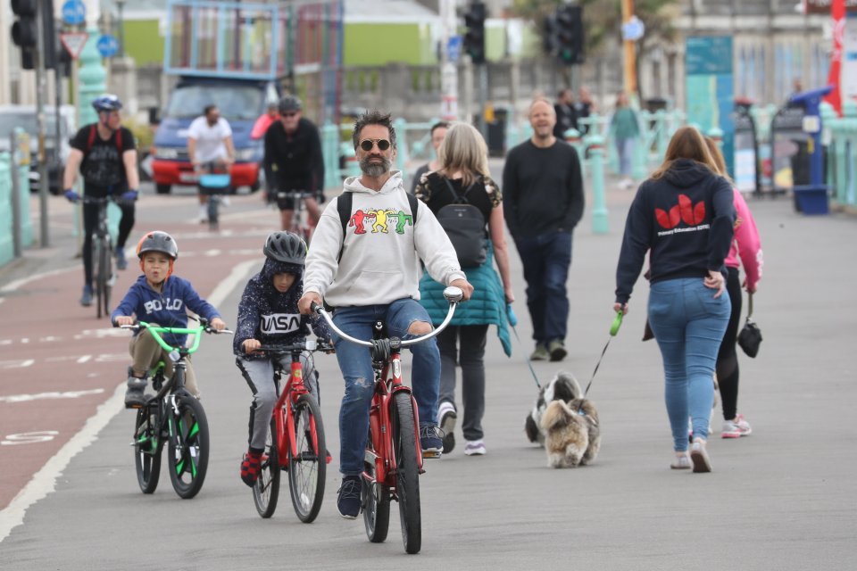  People were pictured enjoyed the pleasant weather in Brighton this morning