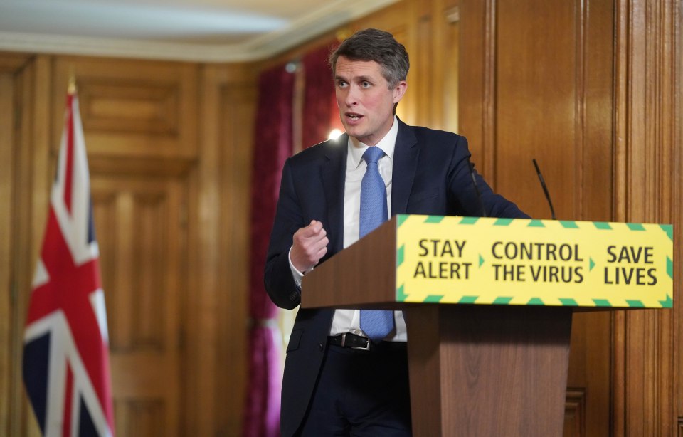  Gavin Williamson said children in reception, year 1 and 6 - as well as years 10 and 12 - can go back to school in smaller class sizes as part of a phased return