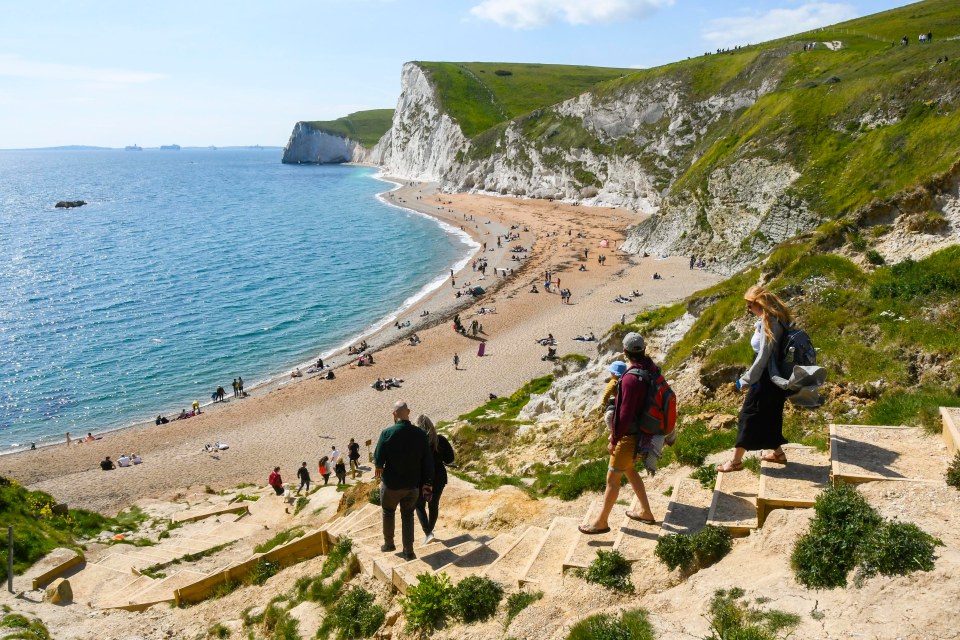 Visitors flocked to the picturesque beach in Dorset