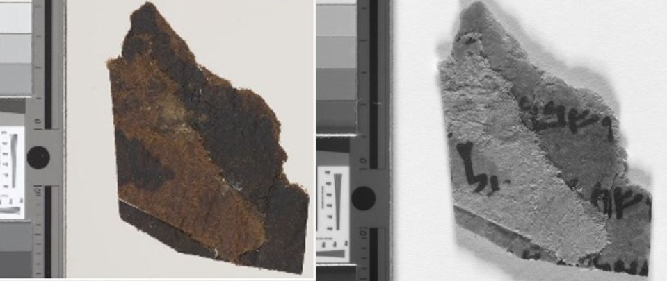 Special imaging techniques were used to reveal hidden text on the fragments