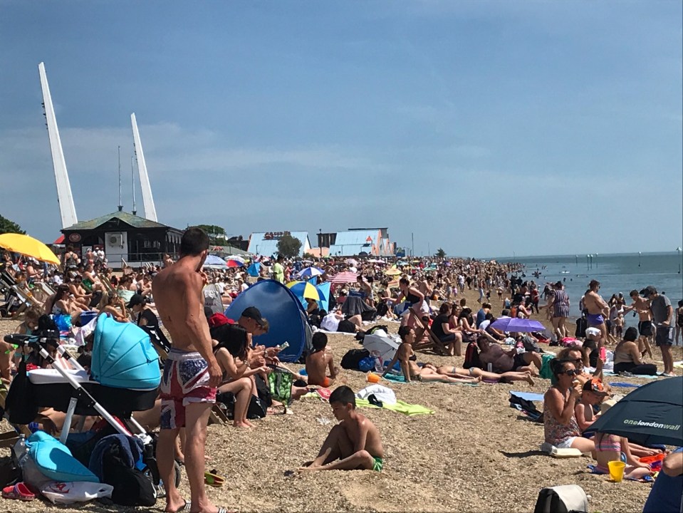  Sunbathers in Essex appeared to ignore government guidelines as they packed the beach in Southend