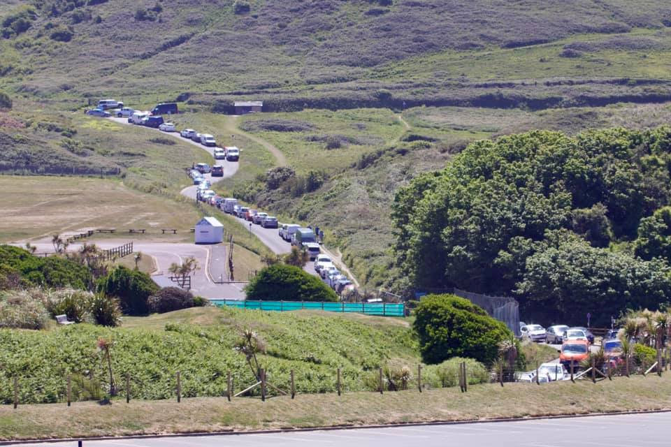 Police in North Devon said parking wardens ran out of tickets as Brits flocked to the beach